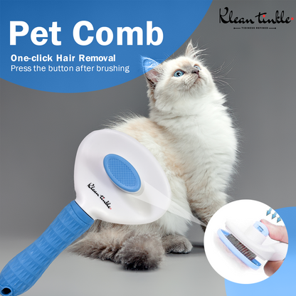 Self-Cleaning Pet Grooming Brush for Dogs & Cats - Deshedding Tool for Short & Long Hair ( Blue )