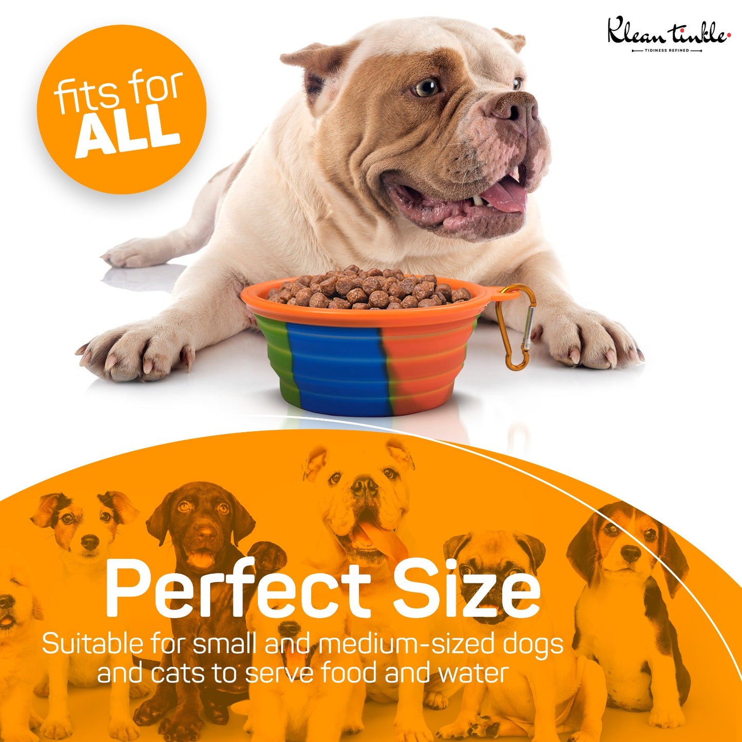 Orange Camo Portable Travel Collapsible Foldable Pet Dog Bowl for Food & Water Dish