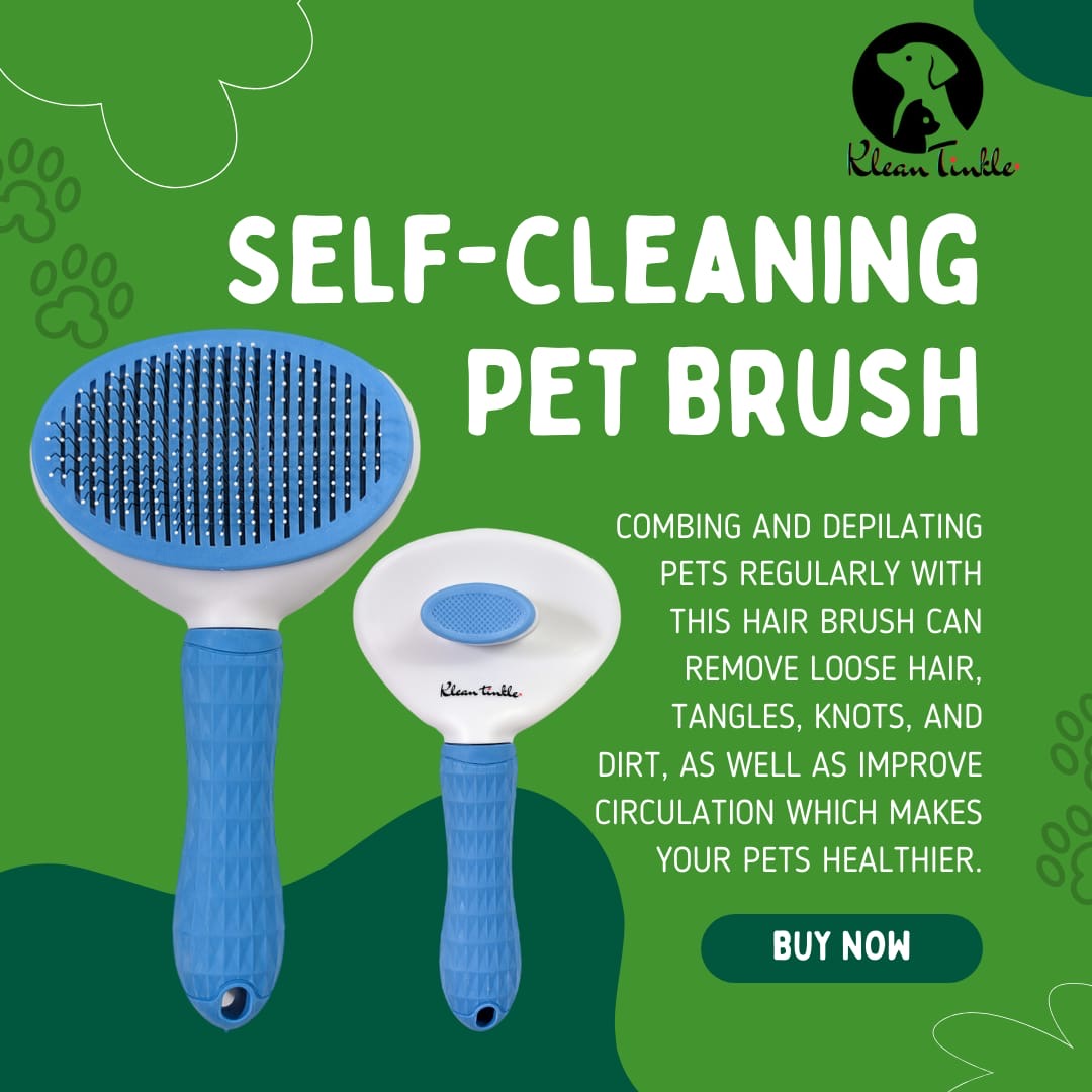 Self-Cleaning Pet Grooming Brush for Dogs & Cats - Deshedding Tool for Short & Long Hair ( Blue )