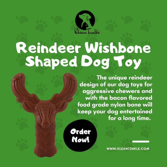 Reindeer Wishbone Shaped Durable Dog Chew Toy for Aggressive Chewers, High Quality Nylon with Real Bacon Flavor