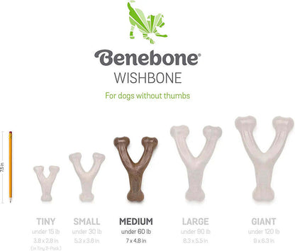 Benebone Wishbone Dog Chew Toy for Aggressive Chewers, High Quality Nylon with Real Bacon Flavor, Medium Sized